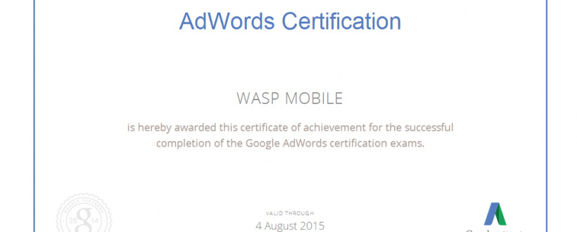 WASP Mobile is a google adwords certified partner
